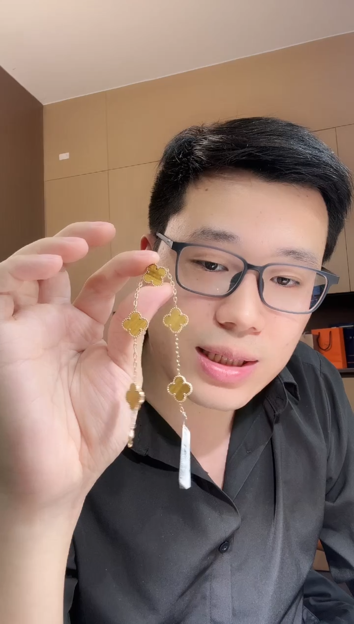 【闪购商品】木变石（虎睛石）手链18K金镶嵌 黄色k黄，五花手链25版