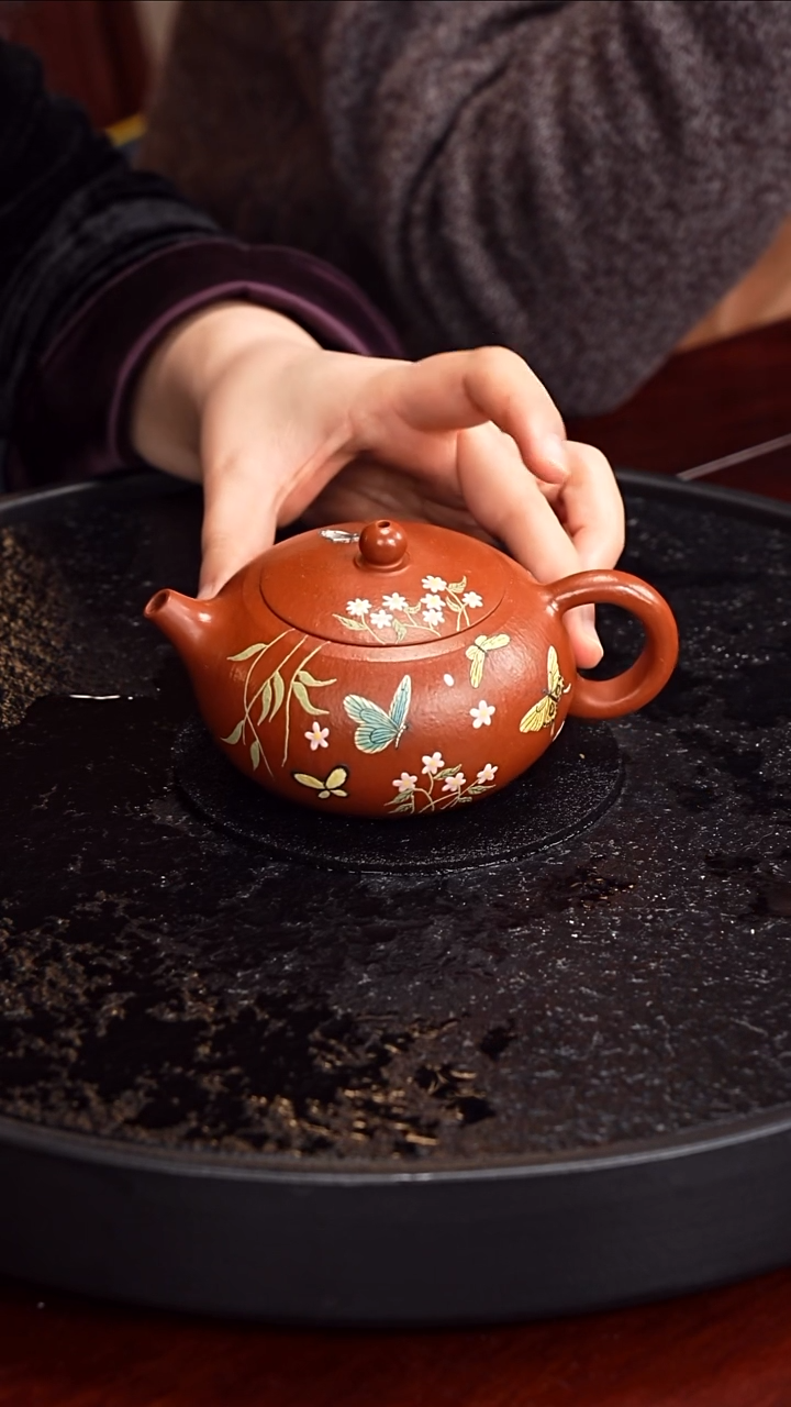茶壶紫砂蒋氏工堂  扁西施96  朱泥 260毫升