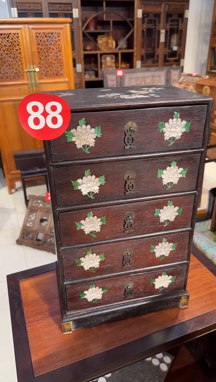 【闪购商品】木木艺邵氏紫檀花鸟五斗柜800.88888