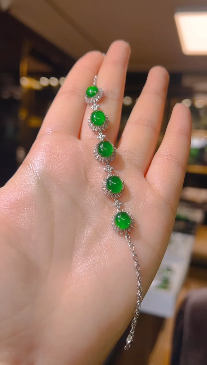 【闪购商品】翡翠手链18K金镶嵌145      