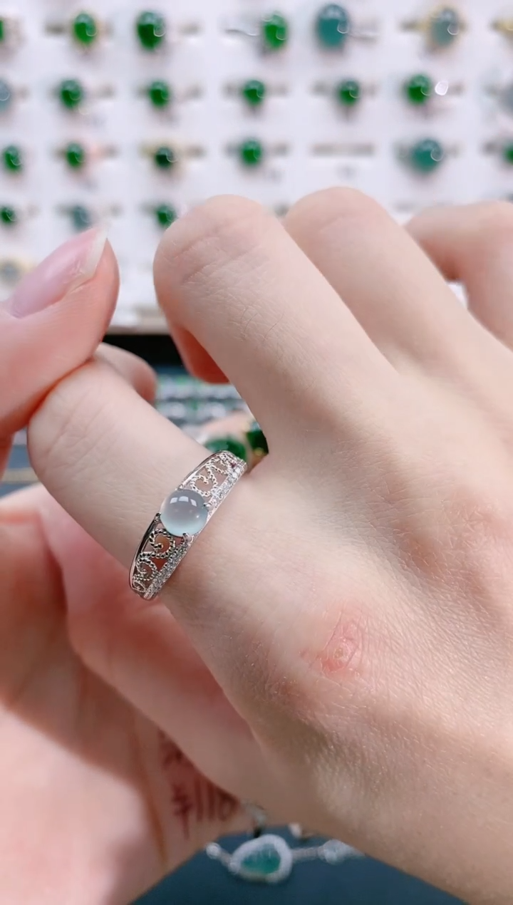 【闪购商品】翡翠戒指银S925镶嵌天然翡翠