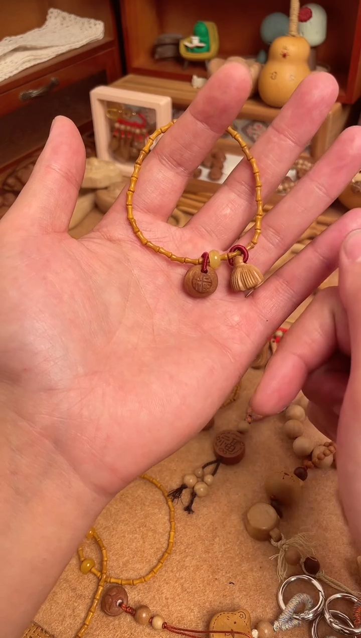 竹节手串一物一拍单圈好运连连加黄跑环