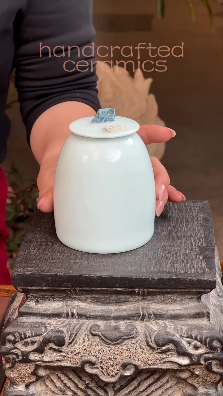 陶瓷 影青茶叶罐手工精修