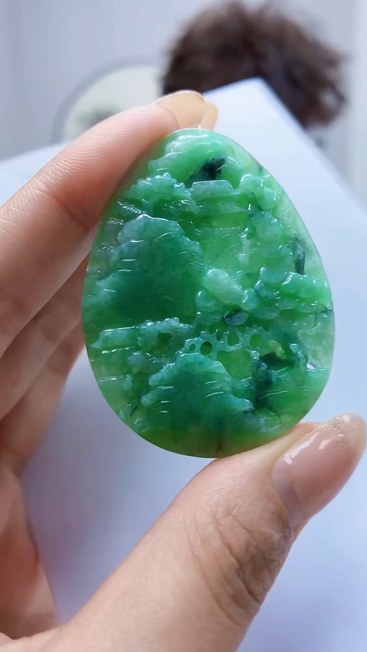 未镶嵌定制翡翠4688MM-毛货挂件88