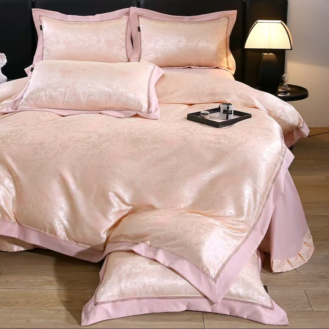 【新款】轻奢重磅高精密四件套四季款-烟云粉  