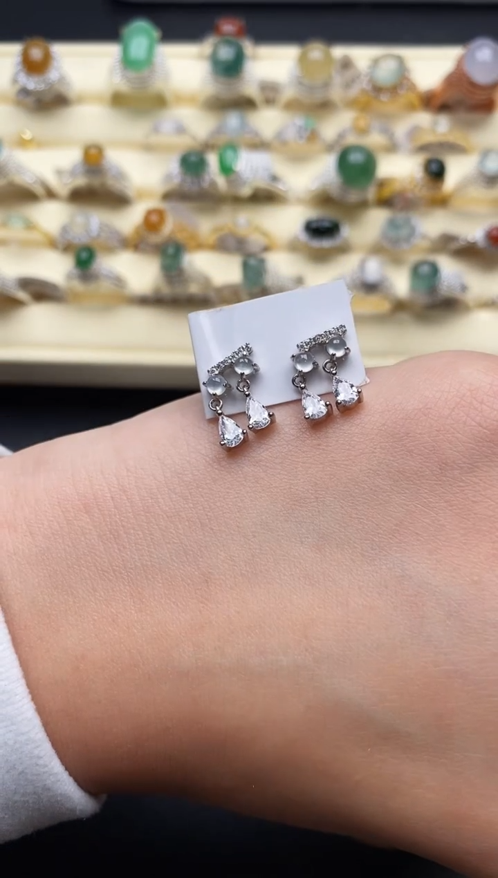 【闪购商品】翡翠戒指银S925镶嵌7777777+7