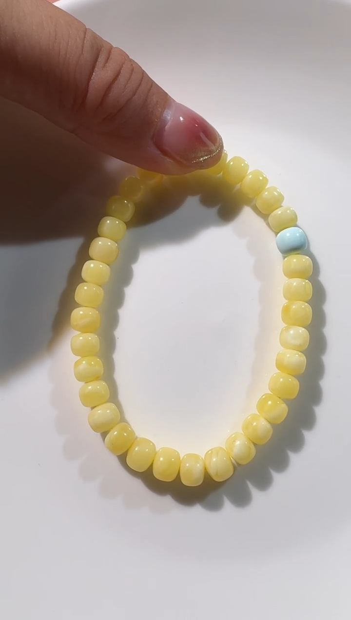 手串蜜蜡未镶嵌6-6.5mm白花蜡松松老型珠手串多样性发一