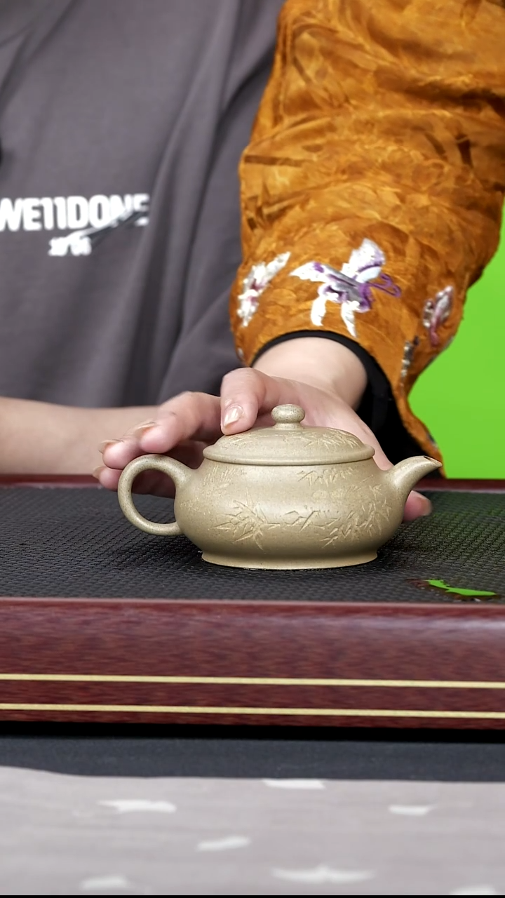 茶壶紫砂紫砂25 紫宗  竹鸟明炉 老段 180cc
