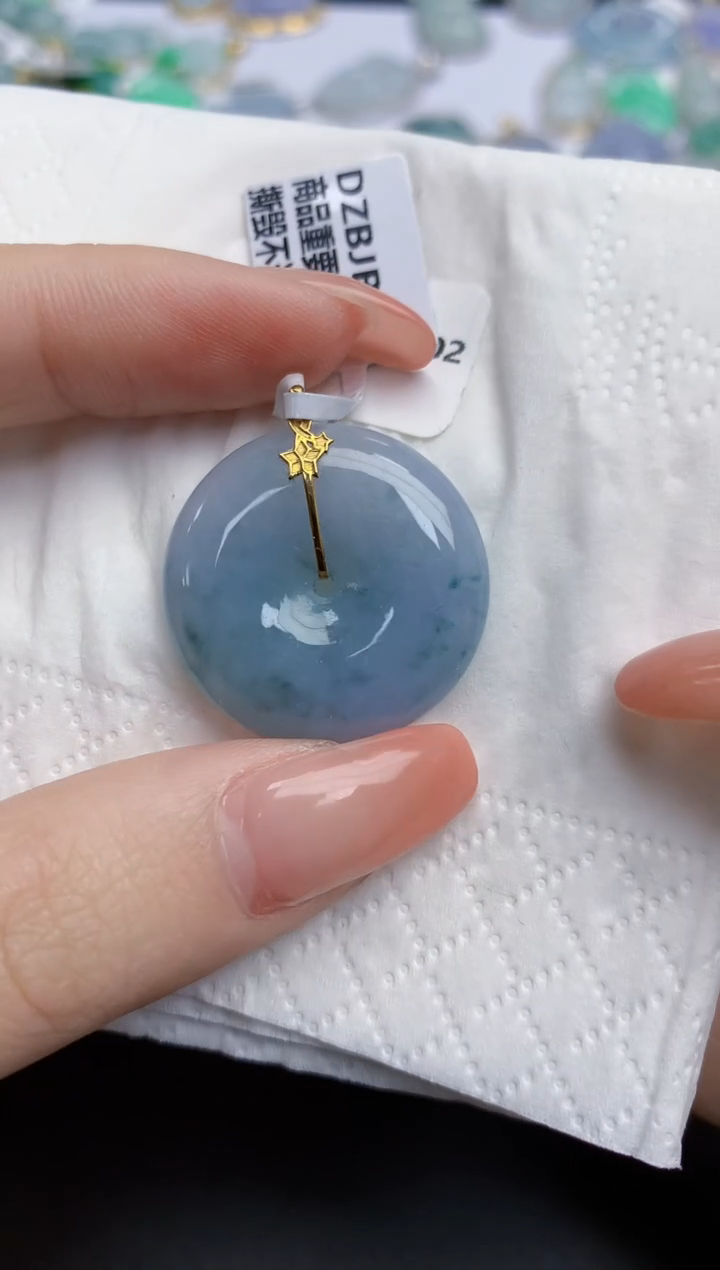 【闪购商品】翡翠颈饰18K金镶嵌天然缅甸翡翠A货
