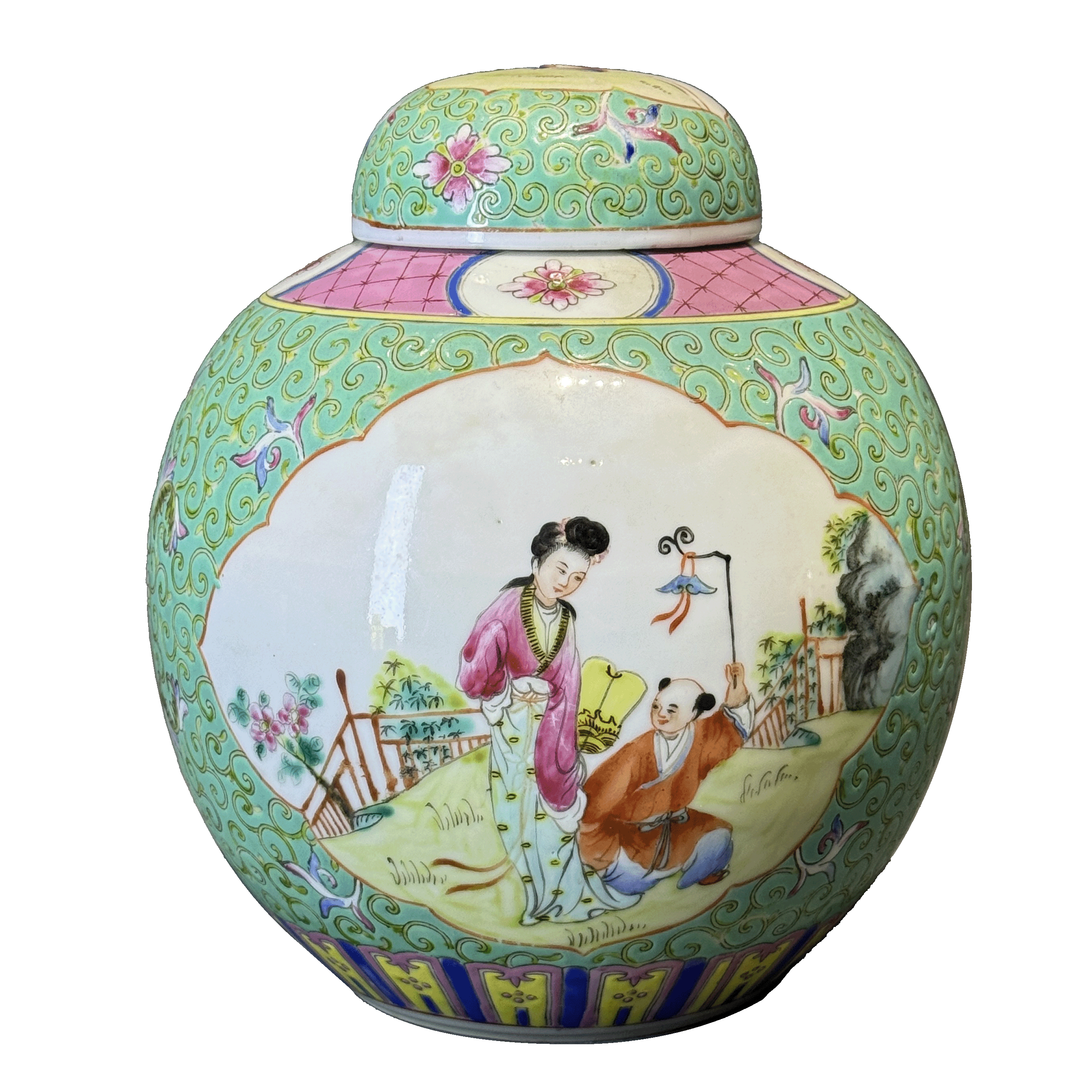 25015857t粉彩人物盖罐