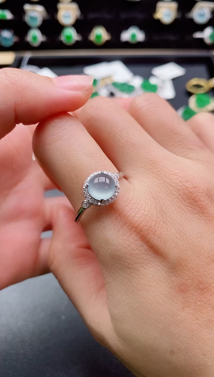 银S925镶嵌戒指翡翠1