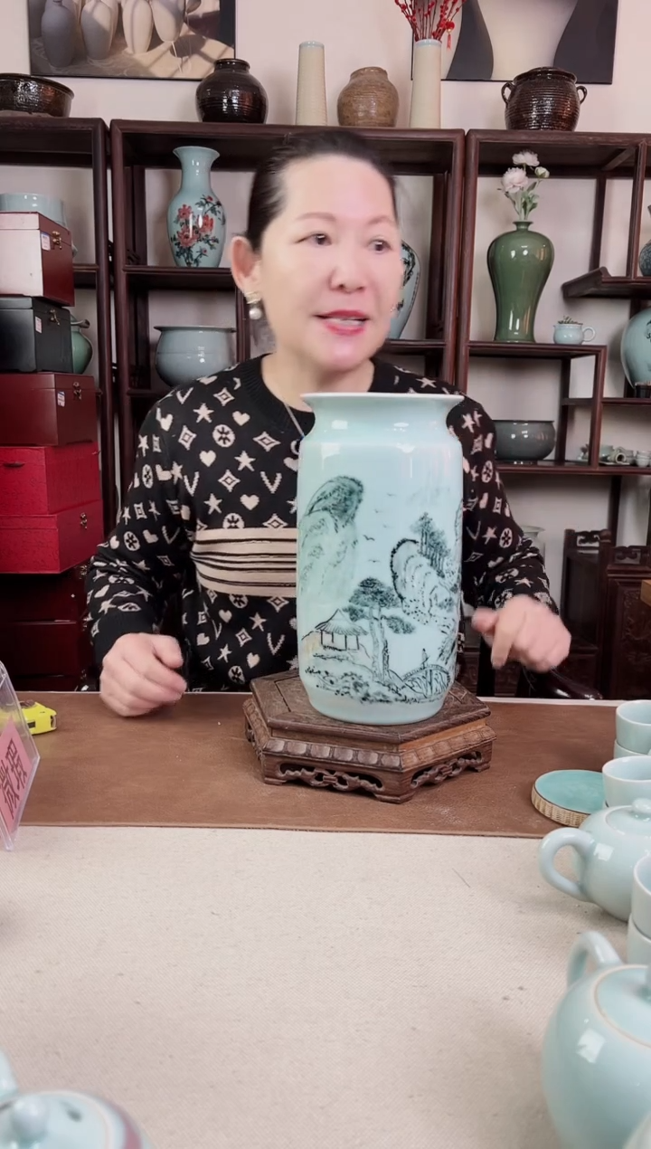 【闪购商品】杯釉中彩 山水画 折扣瓶B