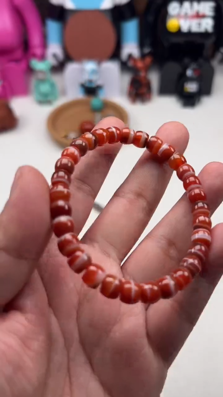 【闪购商品】玛瑙/玉髓手链未镶嵌玛瑙三文鱼手串7mm