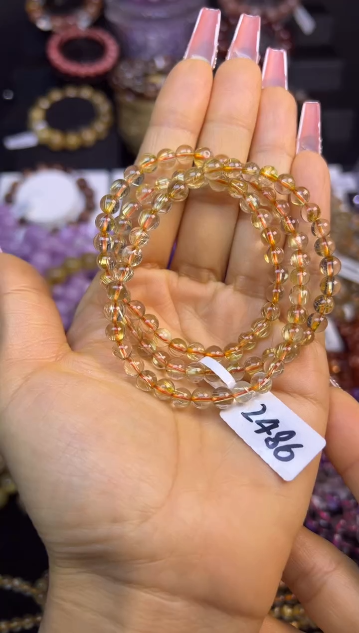 未镶嵌手串水晶金发晶三圈5.8mm