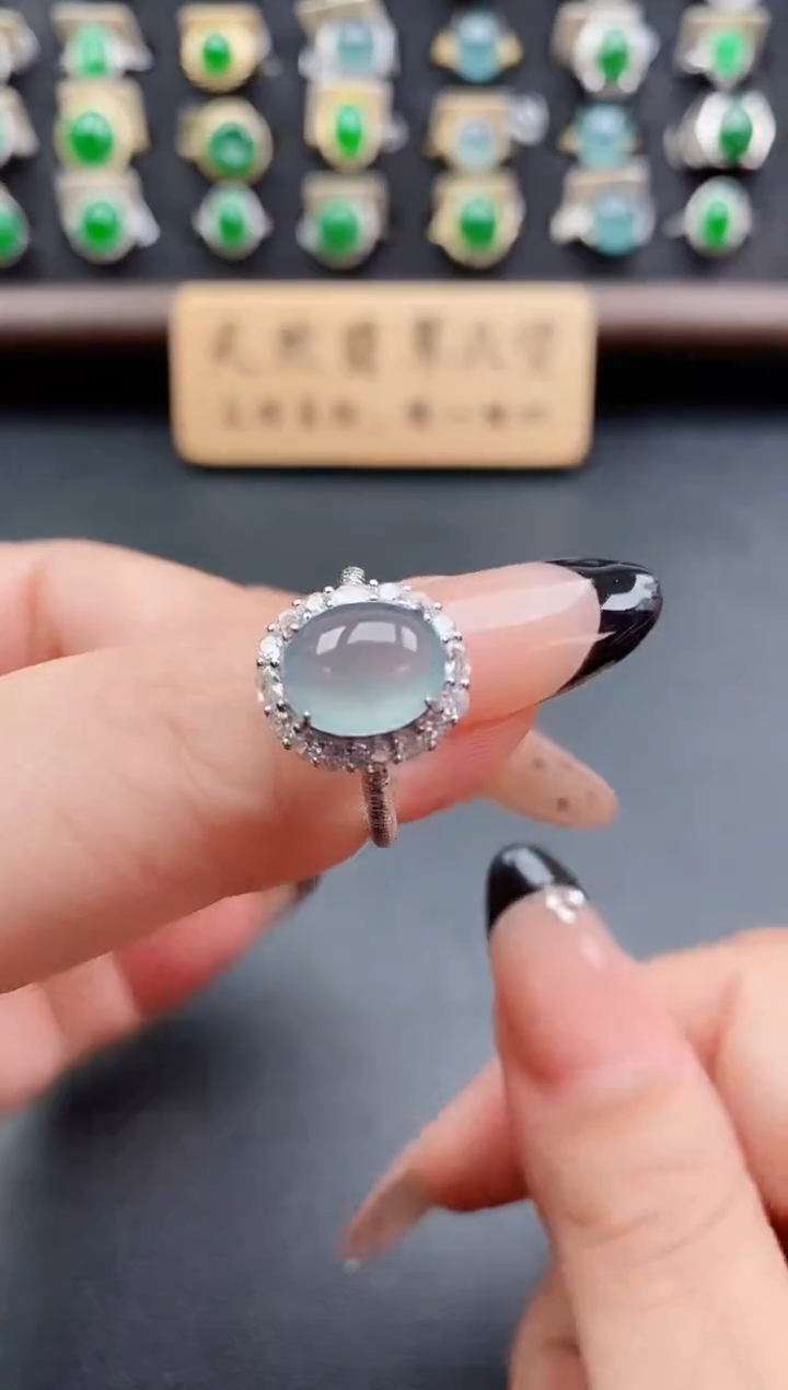 银S925镶嵌戒指翡翠1