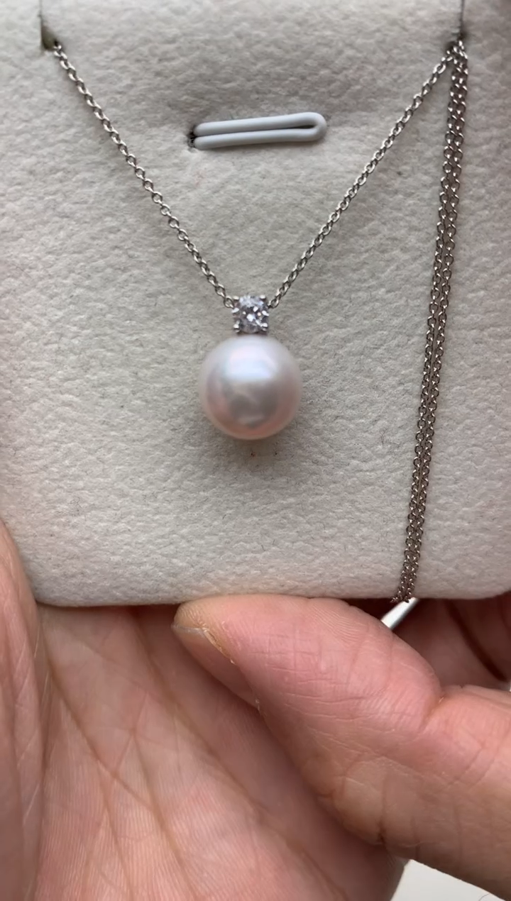 未镶嵌ff淡水珍珠白珠吊坠(赠链）10~11mm