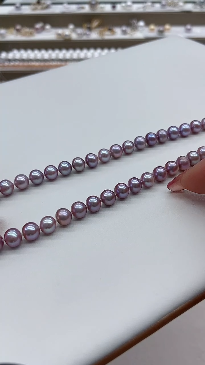 【闪购商品】淡水珍珠颈饰未镶嵌淡水无核紫色7mm基地发货