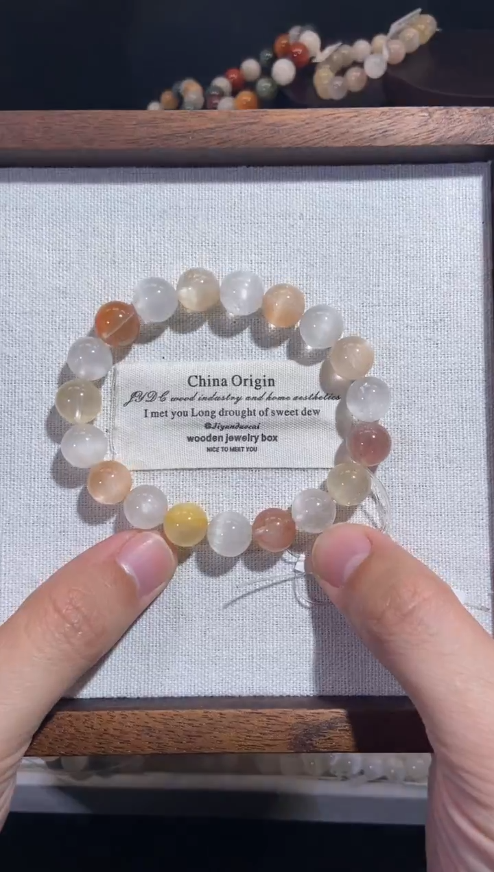 未镶嵌手串水晶6号链接-10咪+ 兔毛水晶手串 橘子汽水配色