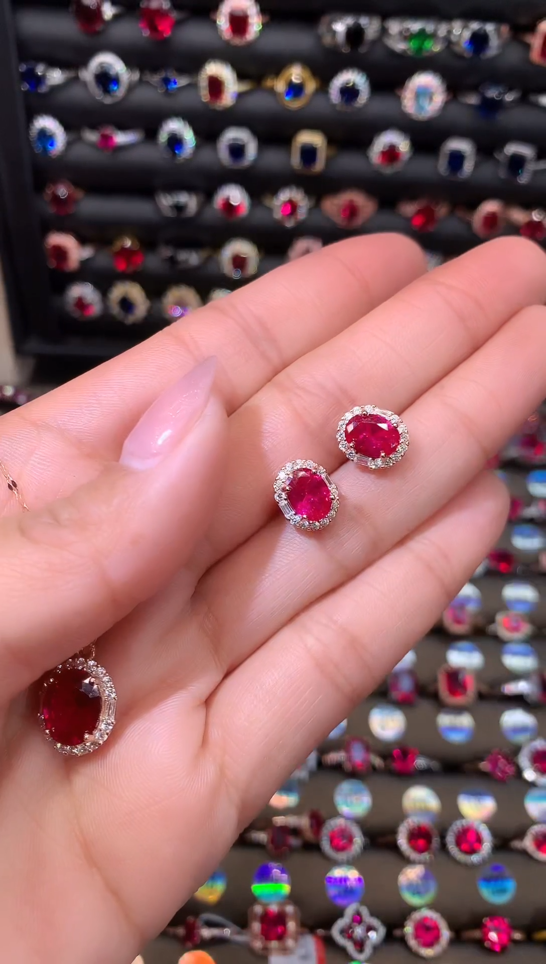 【闪购商品】红宝石耳饰银S925镶嵌68玫瑰金