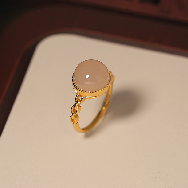 【石泽珠宝】和田玉藕粉戒指气质时尚多样性发货