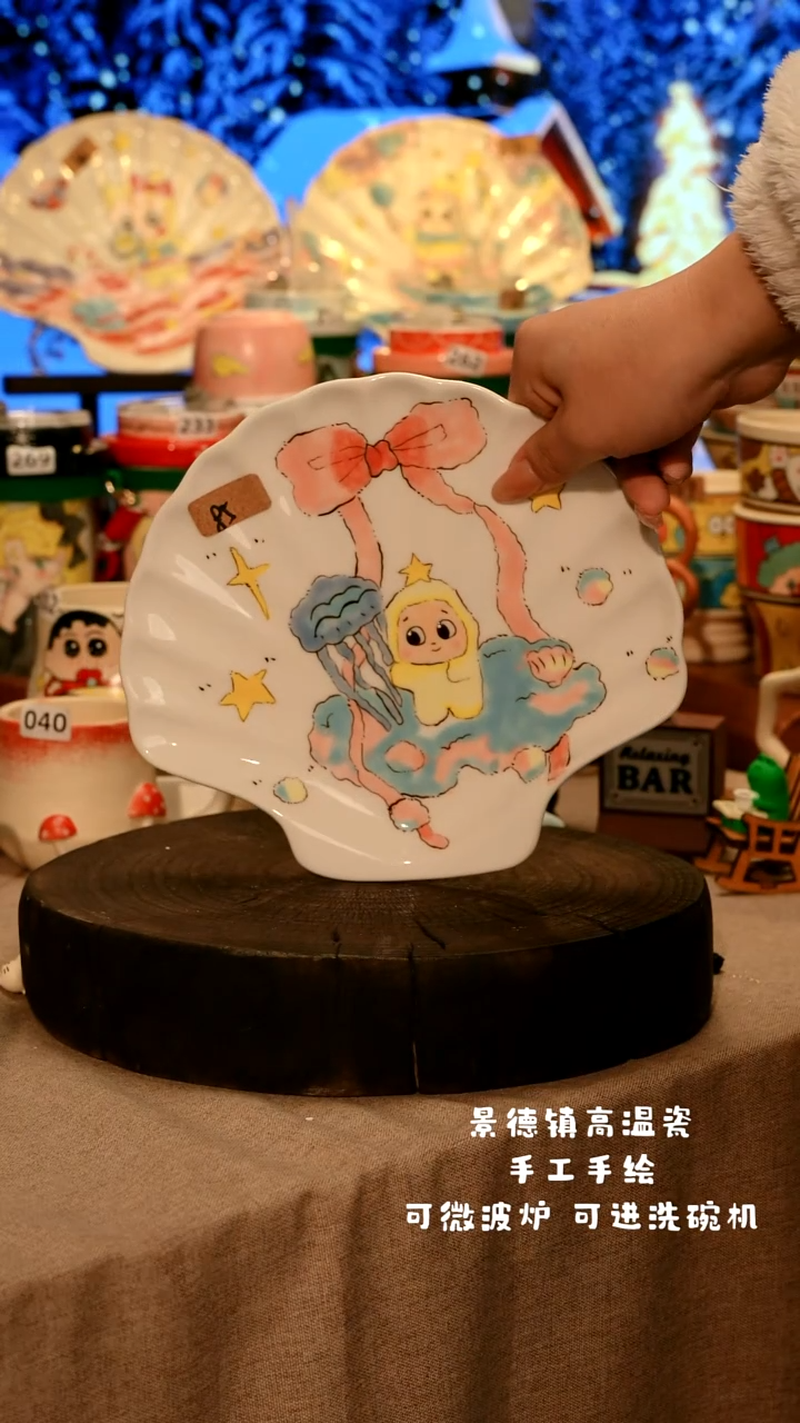 陶瓷085景德镇原创设计师款高温陶瓷手工手绘餐具碗盘子