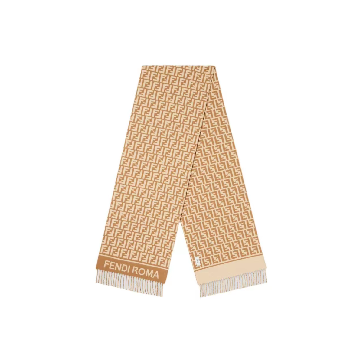 未使用 FENDI/芬迪 经典字母徽标FF提花流苏围巾