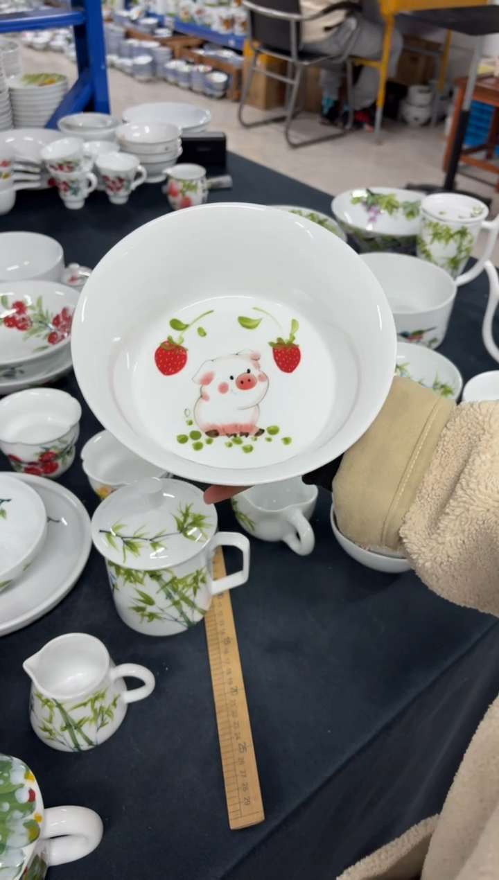 景德镇高温陶瓷食品级手绘釉中-马蹄面碗