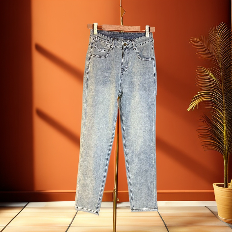 欧版撤柜 24春夏季简约舒适水洗浅色百搭修身通勤牛仔裤