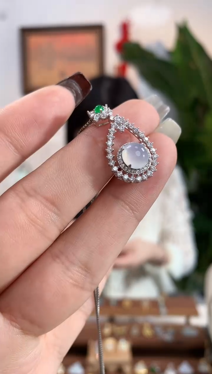 【闪购商品】翡翠银S925镶嵌吊坠(不含链)吊坠