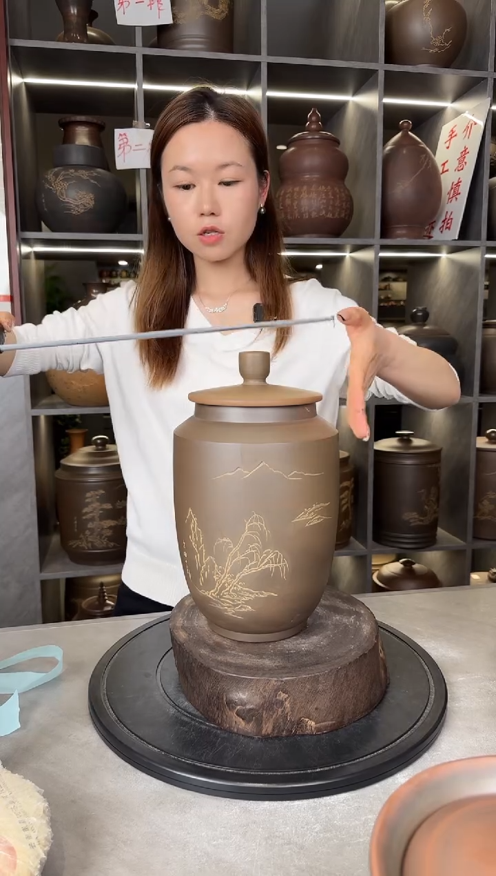 【闪购商品】罐本陶手作坭兴陶1.5斤装茶叶罐手工痕迹