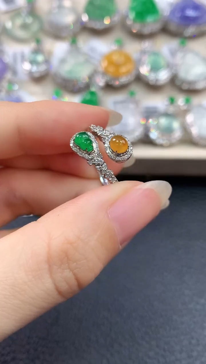 【闪购商品】翡翠戒指18K金镶嵌m 12   多样性一件发货