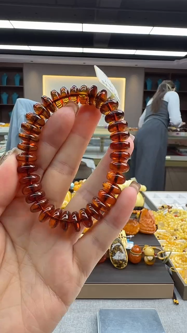 手链琥珀未镶嵌36秒拍号 假一罚三 11mm