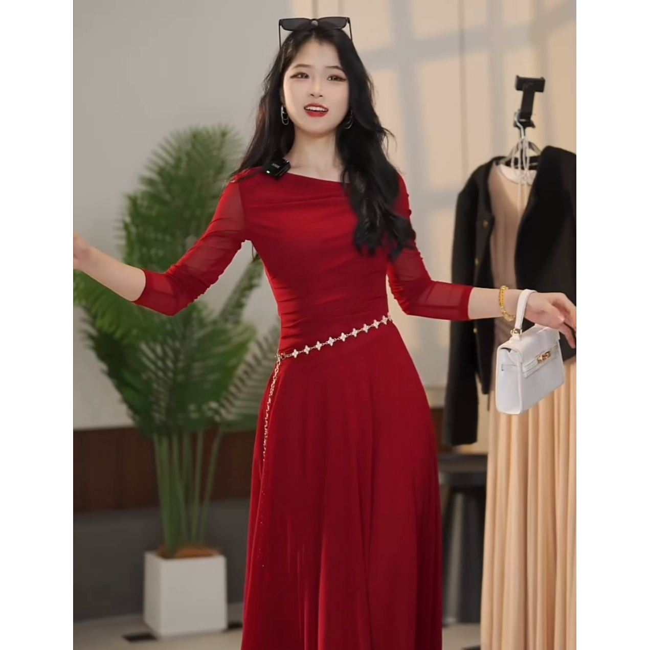 【汐木木】紫菀夏季新款高级法式气质显瘦A摆连衣裙-YL11421