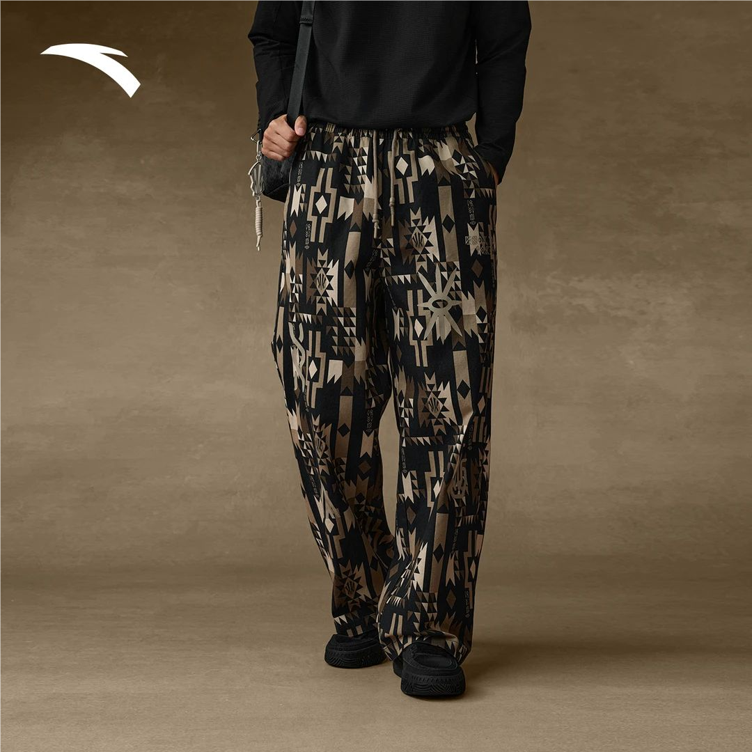 安踏欧文美式街头感老钱风卫裤印花潮流工装裤时尚运动直筒长裤子