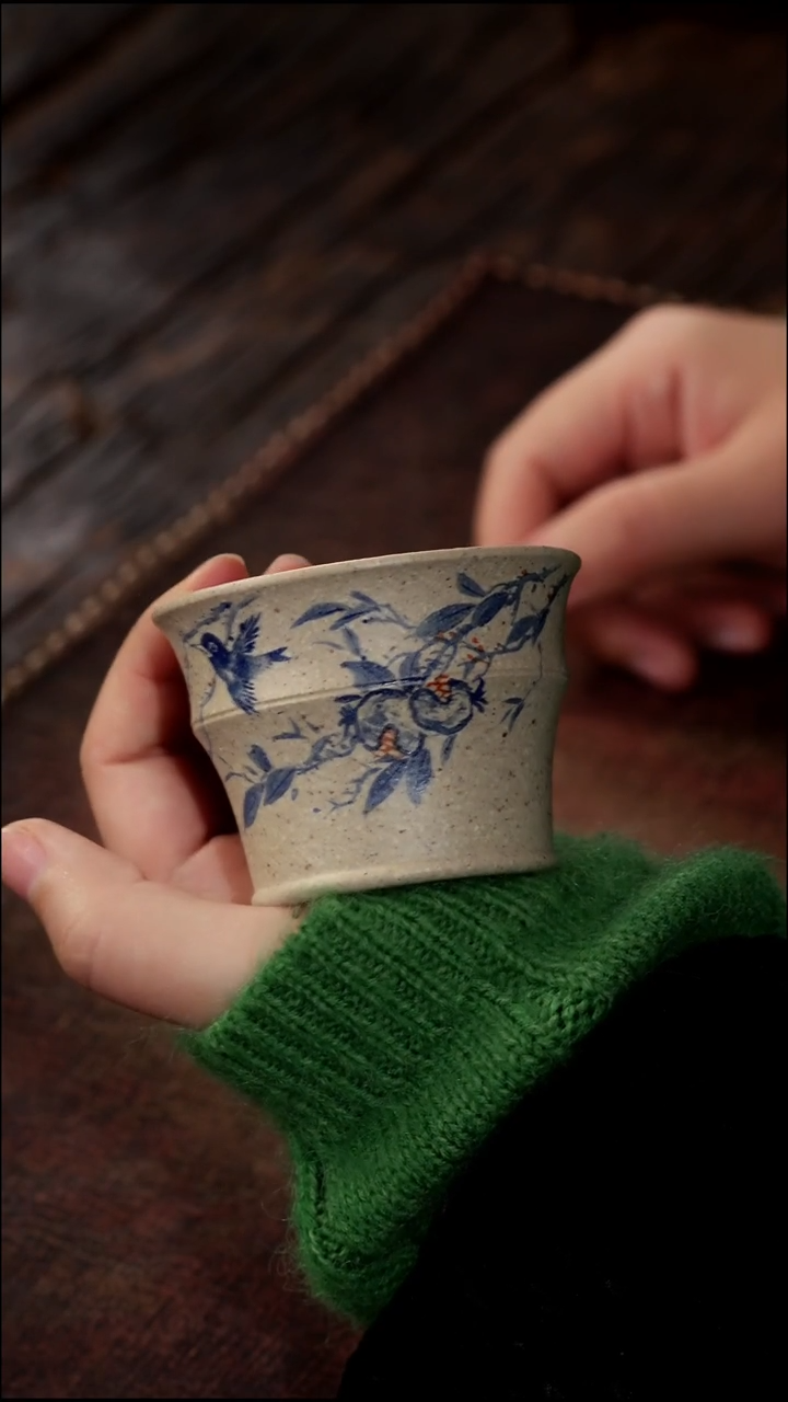 茶杯紫砂非遗茶器-石榴竹节