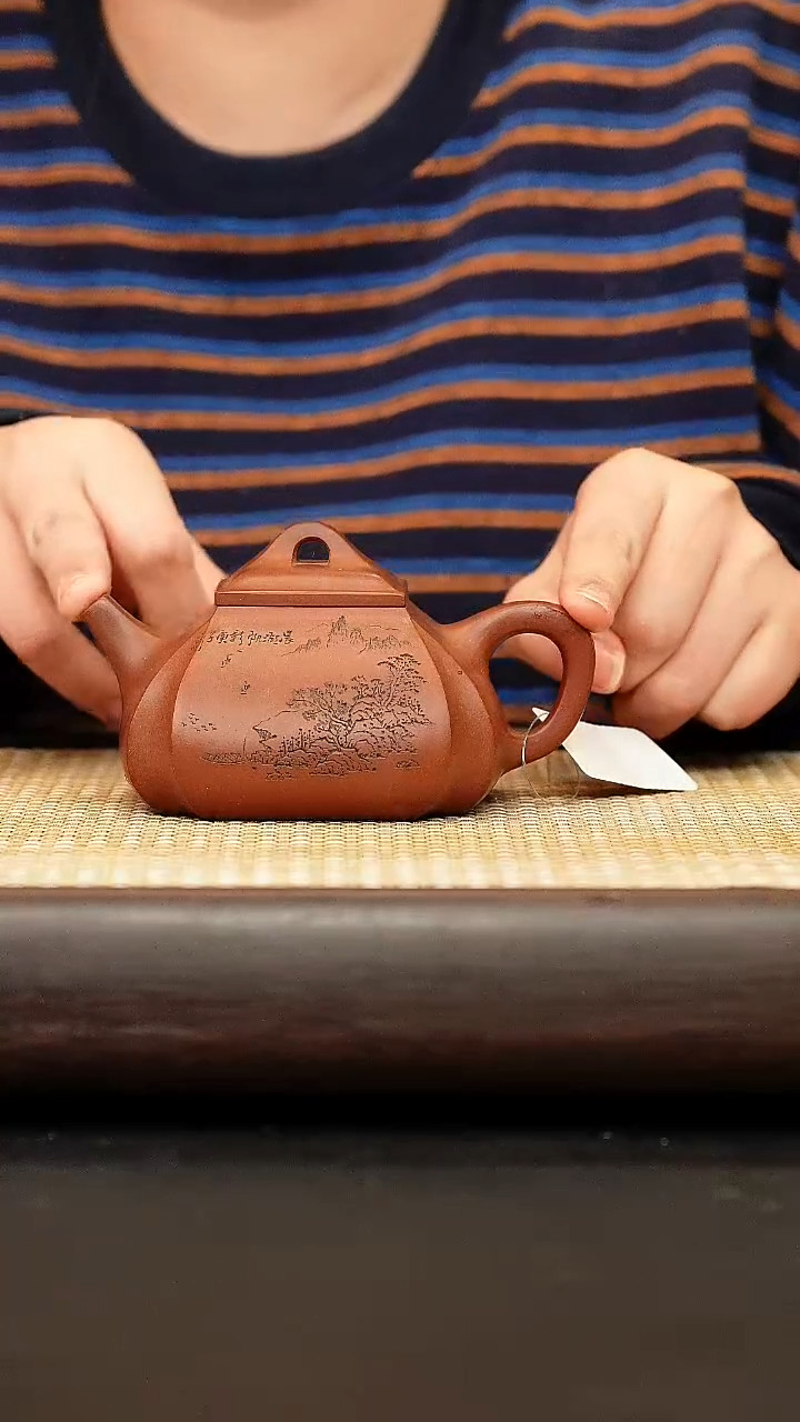 茶壶紫砂四方抽角石瓢 清水泥 330cc