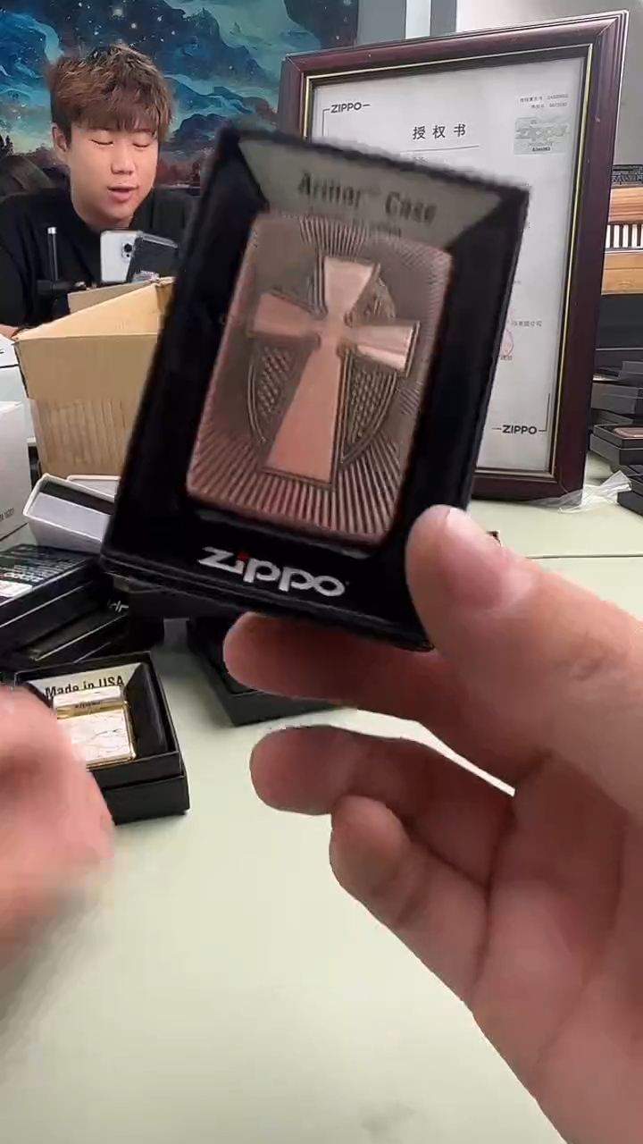 铜zippo打火机十字架