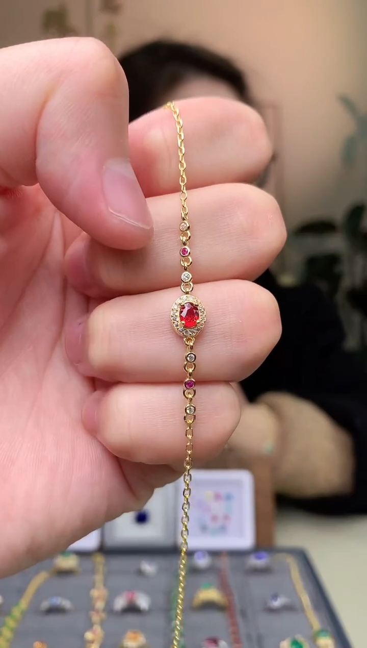 【闪购商品】蓝宝石手链银S925镶嵌手链