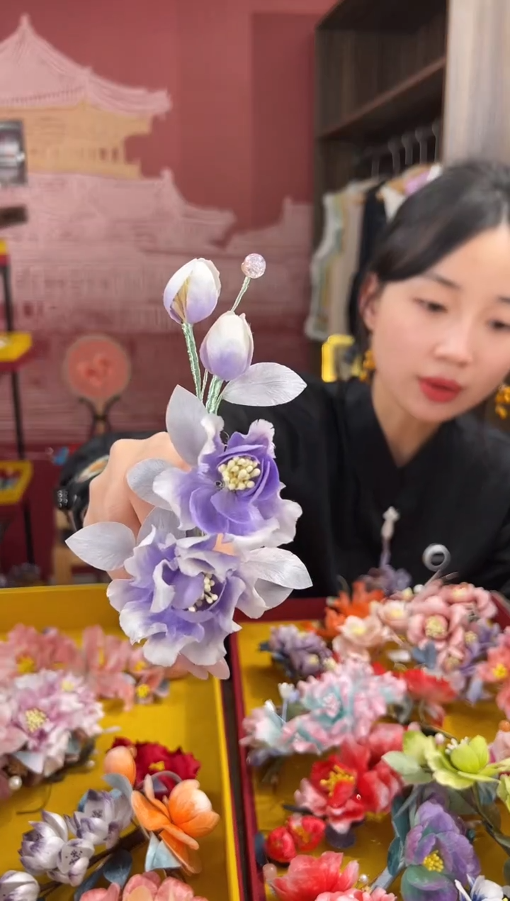 【闪购商品】刺绣非遗绒花（发饰）