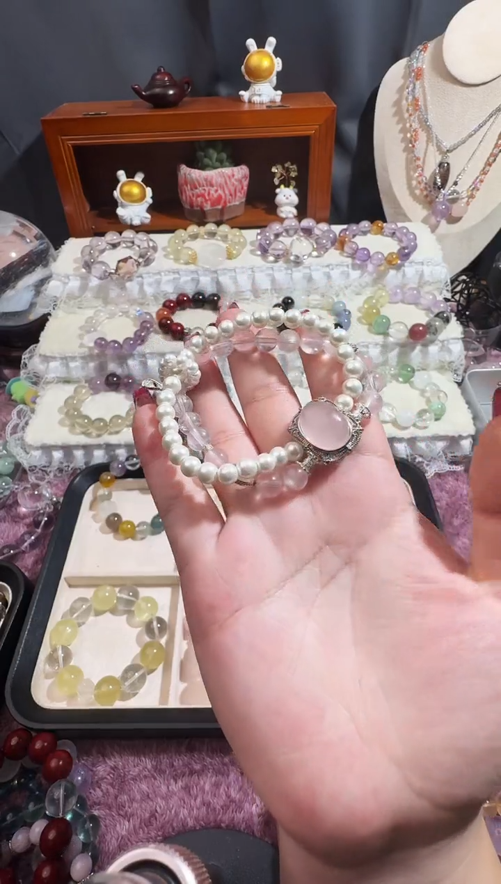 水晶手链未镶嵌双圈粉水晶