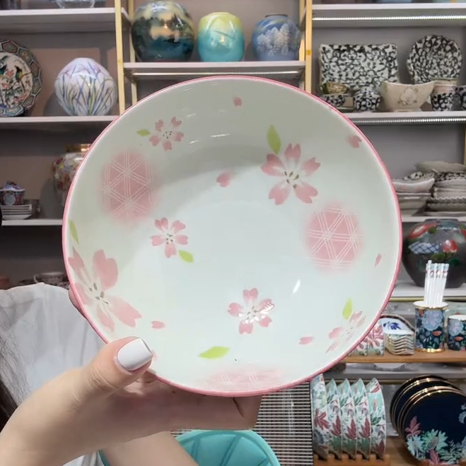 清货火【单支】日本进口美浓烧樱花雨煮物钵16cm