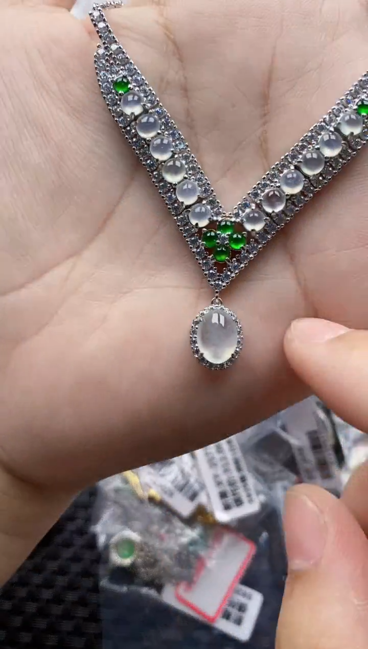 翡翠戒指银S925镶嵌6666---1