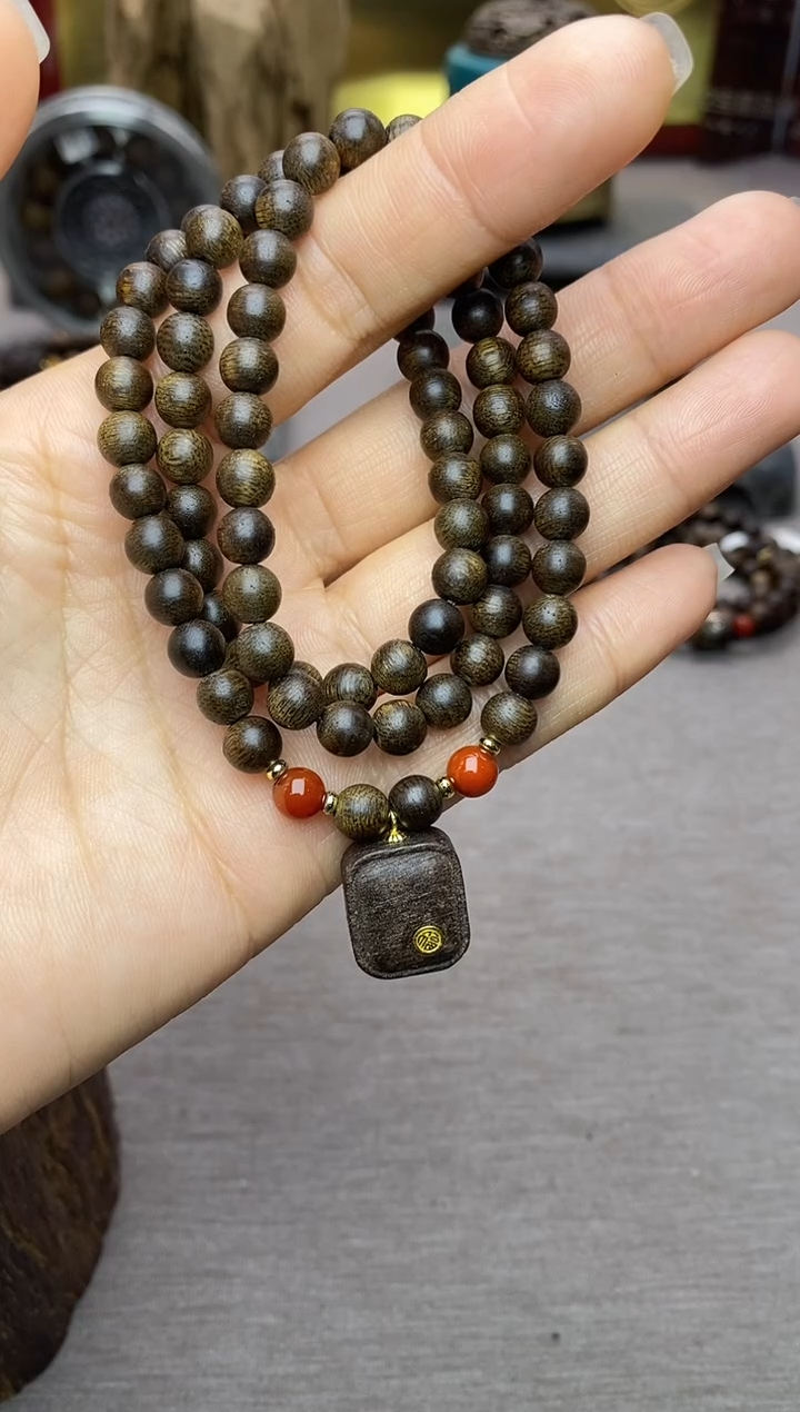 【闪购商品】沉香手串越南顺化紫棋06三圈沉水设计款