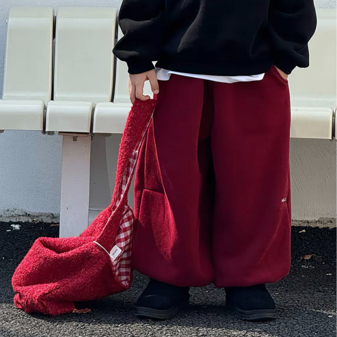 2025冬季新款韩版儿童纯色百搭加绒加厚保暖休闲卫裤男童长裤