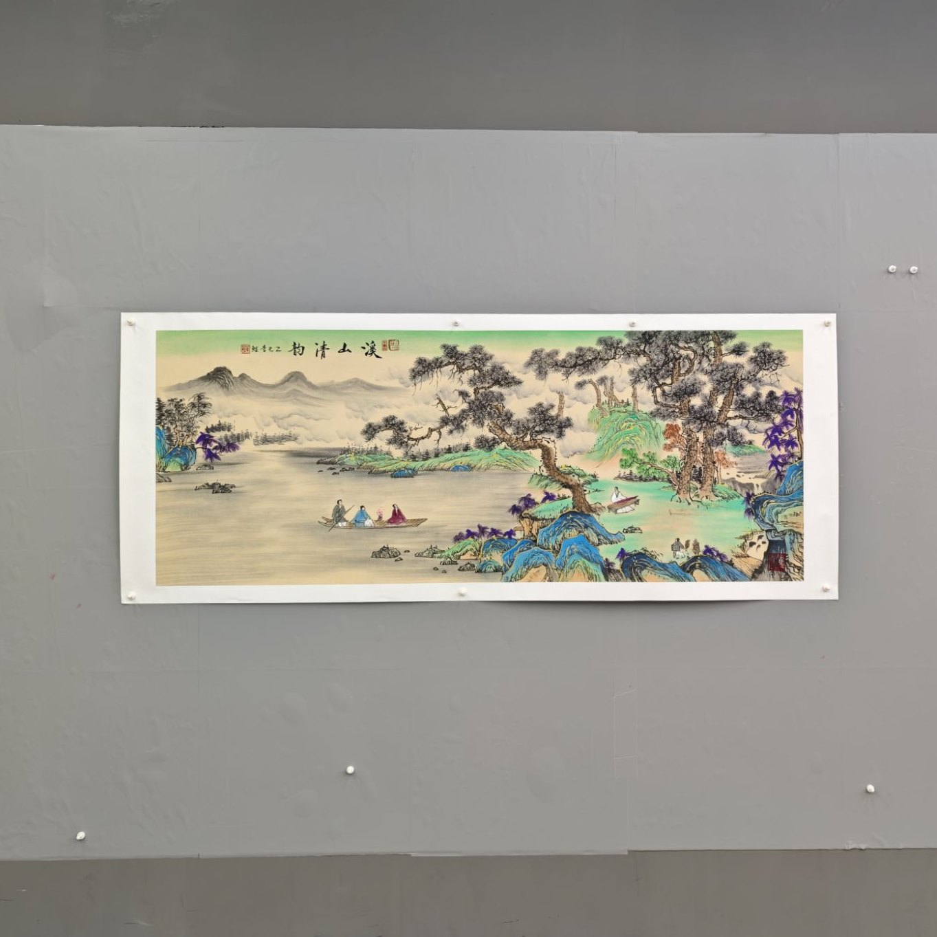 锦煌专属/李鲤手绘/溪山清韵/仿古/画芯180*70/十二平尺