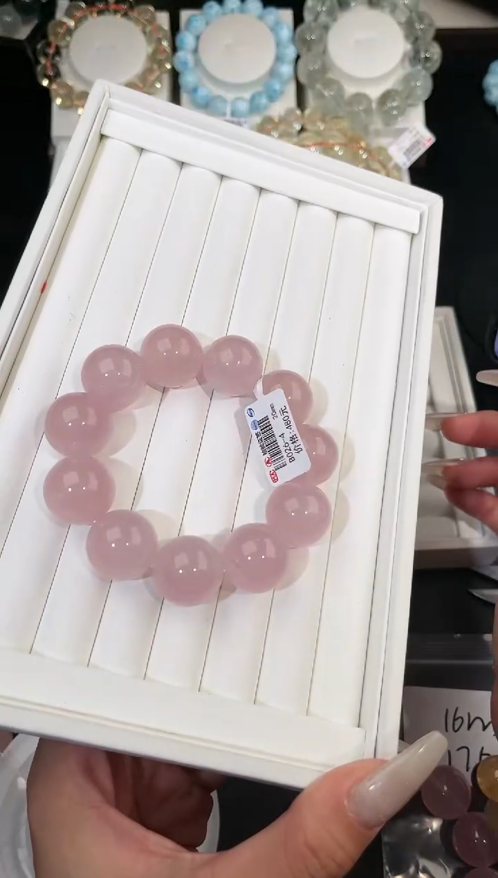 【闪购商品】水晶手链未镶嵌多样性发一粉晶20mm