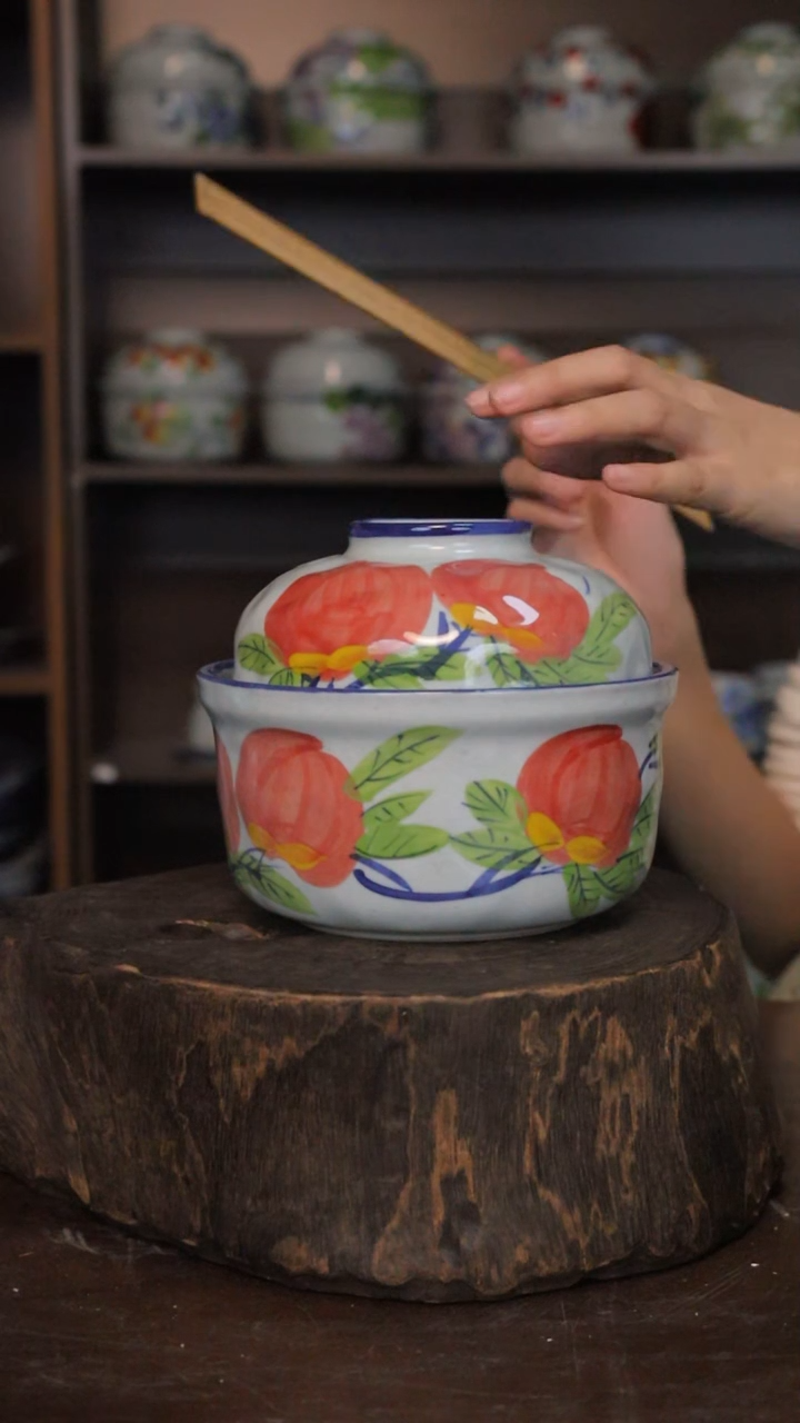 【闪购商品】椿野6.5寸锤纹炖盅（桃子）C224