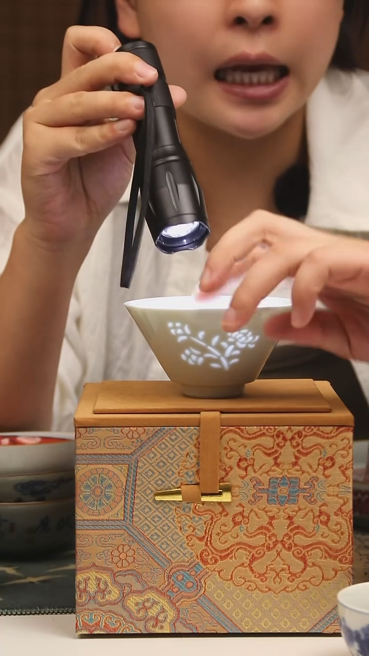 景德镇高温瓷玲珑瓷斗笠杯秋