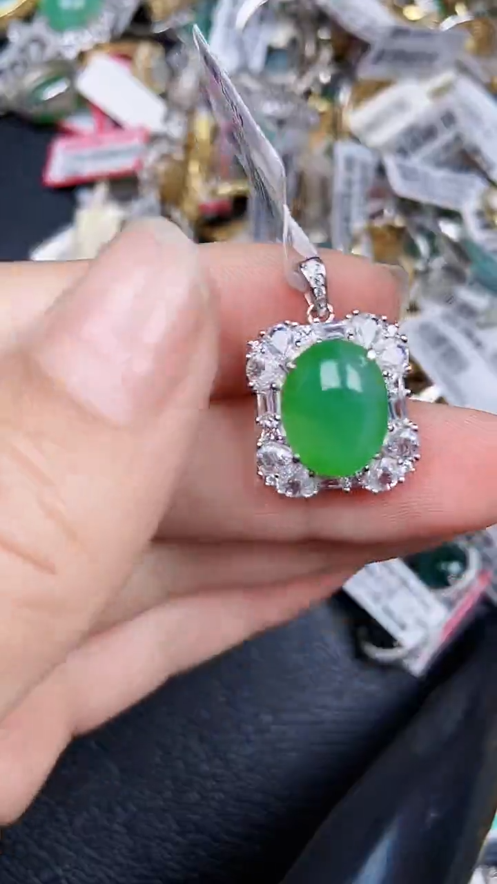 颈饰银S925镶嵌翡翠0056