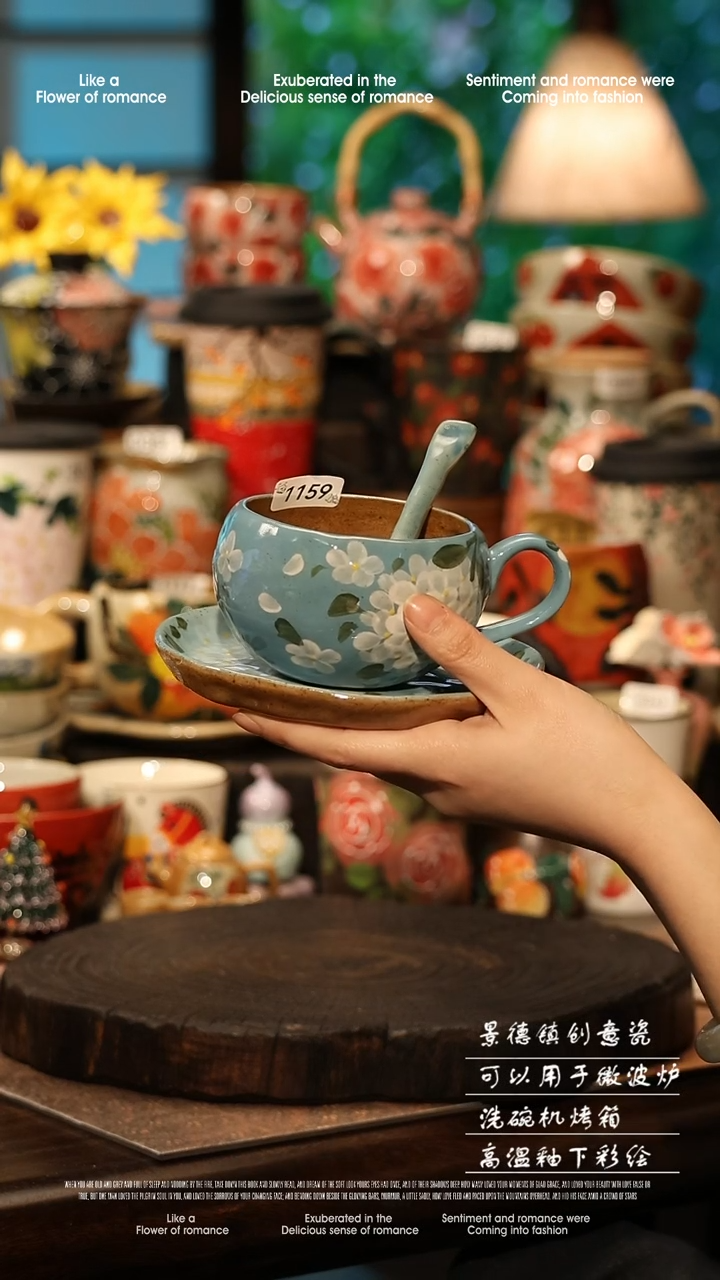 陶瓷景德镇高温釉下彩手工手绘款式@A1159@